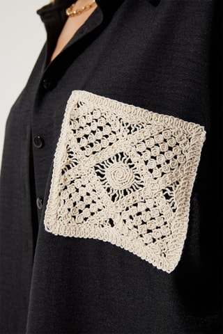 Camisa em linho - 
Preto