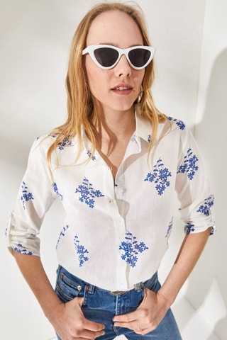 Camisa em linho - Azul-marinho