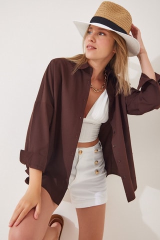 Camisa oversize - Castanho