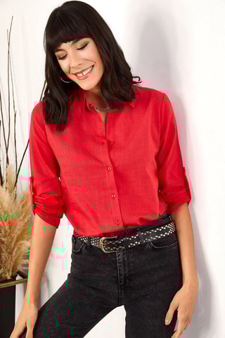Camisa em linho - Vermelho