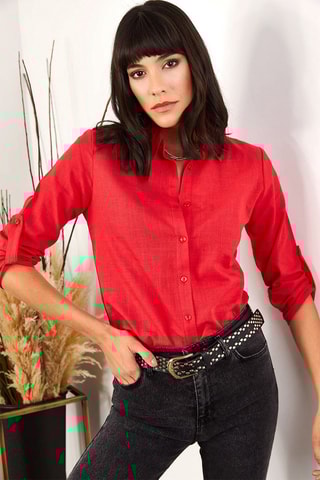 Camisa em linho - Vermelho