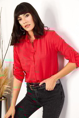 Camisa em linho - Vermelho