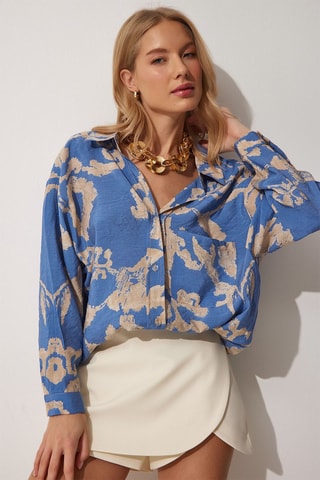 Camisa - Azul e bege