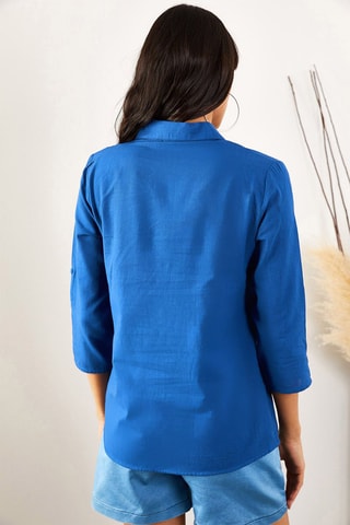 Camisa em linho - Azul-eléctrico