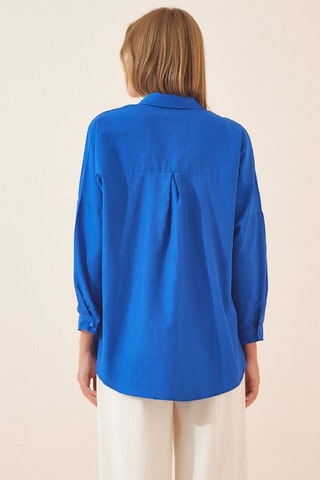 Camisa oversize - Azul-escuro