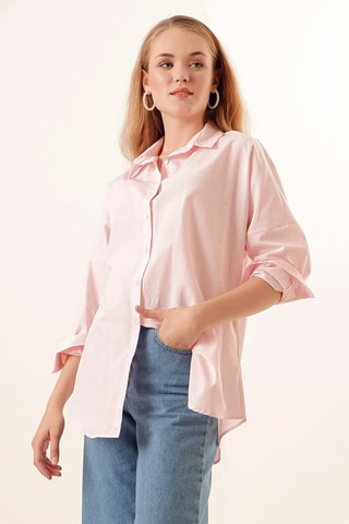Camisa oversize - Rosa-maquilhagem