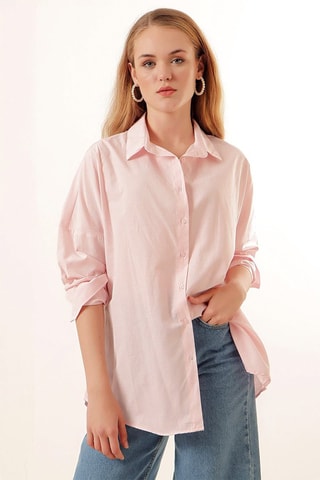 Camisa oversize - Rosa-maquilhagem
