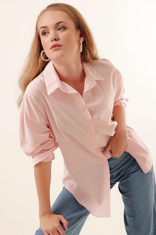Camisa oversize - Rosa-maquilhagem