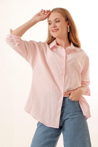 Camisa oversize - Rosa-maquilhagem