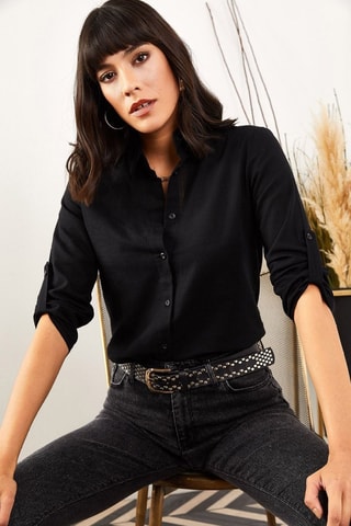 Camisa em linho - Preto