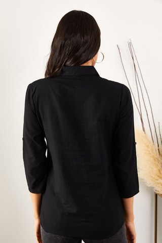 Camisa em linho - Preto