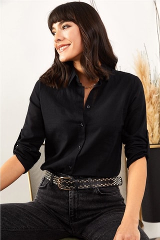 Camisa em linho - Preto