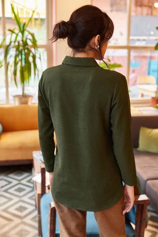 Camisa slim de veludo - Caqui