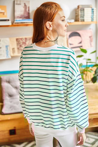 Sweat - Ecru et vert