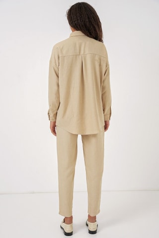 Camisa e calças 7/8 em linho - Bege
