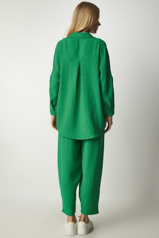 Camisa e calças 7/8 em linho - Verde