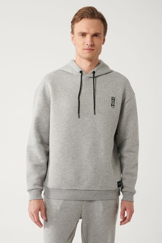 Sweat com capuz - Cinzento-claro mesclado