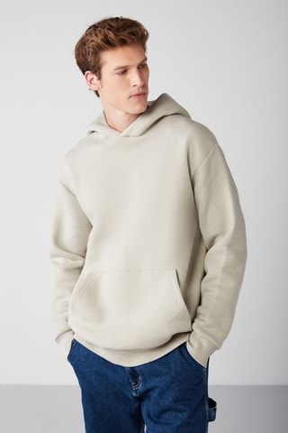 Sweat oversize com capuz - Bege