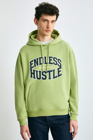 Sweat regular com capuz - Verde-claro