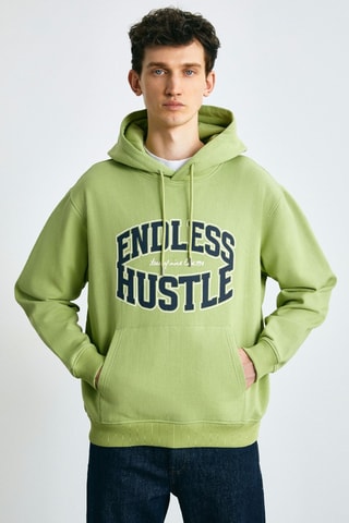 Sweat regular com capuz - Verde-claro