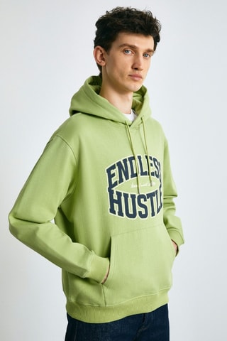 Sweat regular com capuz - Verde-claro