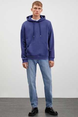 Sweat regular com capuz - Azul