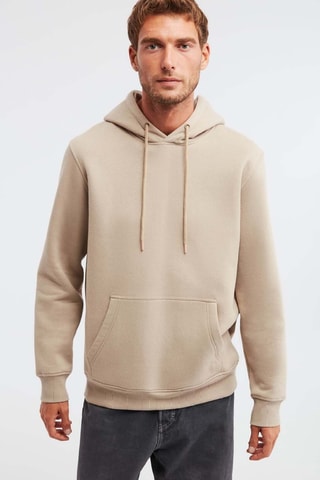 Sweat regular com capuz - Bege