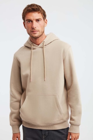 Sweat regular com capuz - Bege