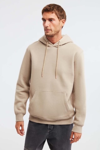 Sweat regular com capuz - Bege