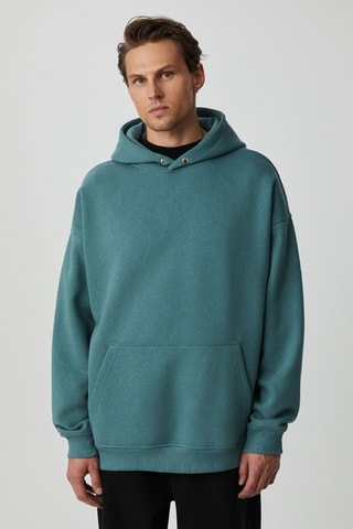 Sweat com capuz - Verde-azul