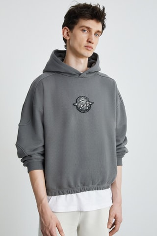 Sweat com capuz - Cinzento