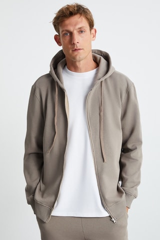 Sweat relaxed à capuche - Beige