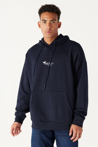Sweat oversize com capuz - Azul-marinho