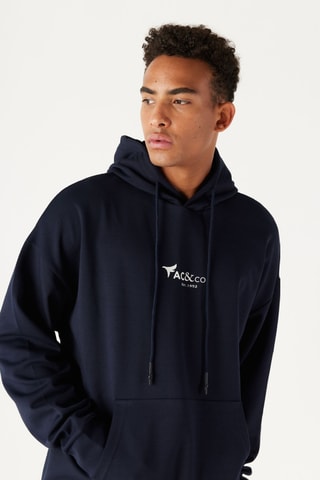 Sweat oversize com capuz - Azul-marinho