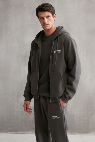 Sweat oversize à capuche - Gris foncé