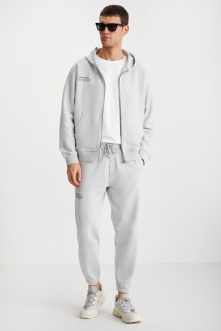 Sweat com capuz - Cinzento-claro
