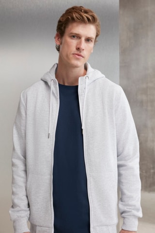 Sweat com capuz - Cinzento-claro