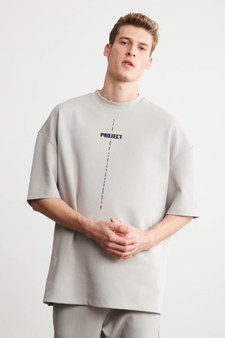 T-shirt oversize - Cinzento-claro