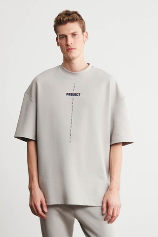 T-shirt oversize - Cinzento-claro