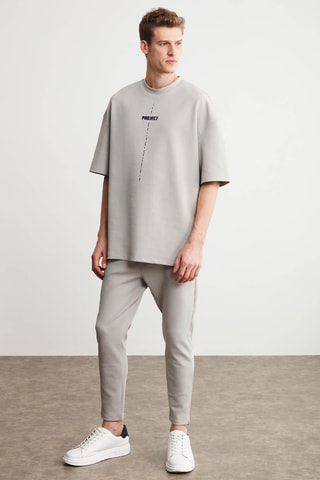 T-shirt oversize - Cinzento-claro