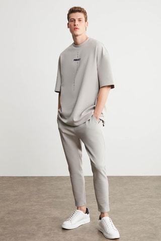 T-shirt oversize - Cinzento-claro