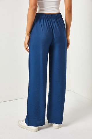 Pantalon palazzo taille haute - Bleu marine
