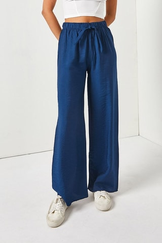 Pantalon palazzo taille haute - Bleu marine