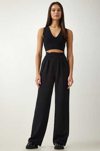 Pantalon palazzo taille haute - Noir
