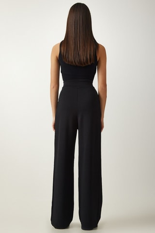 Pantalon palazzo taille haute - Noir