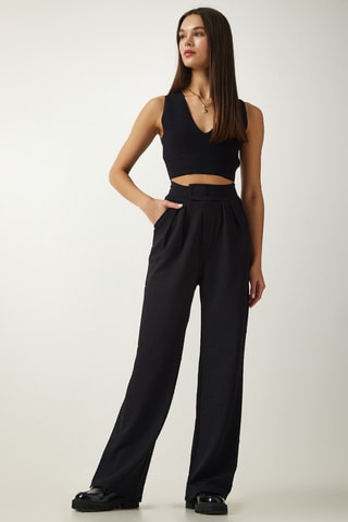 Pantalon palazzo taille haute - Noir