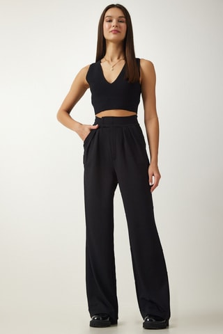 Pantalon palazzo taille haute - Noir