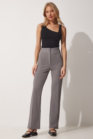 Pantalon taille haute - Gris