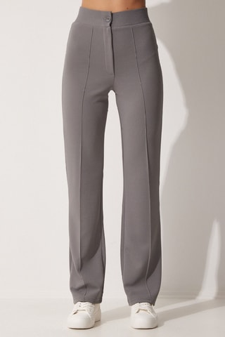 Pantalon taille haute - Gris