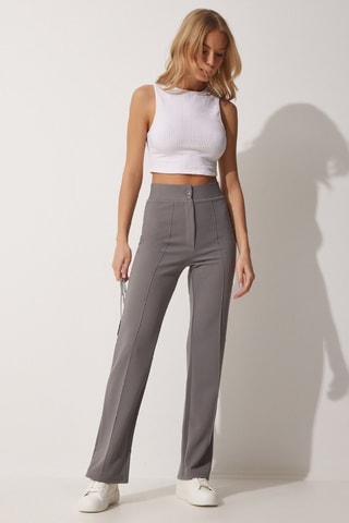 Pantalon taille haute - Gris